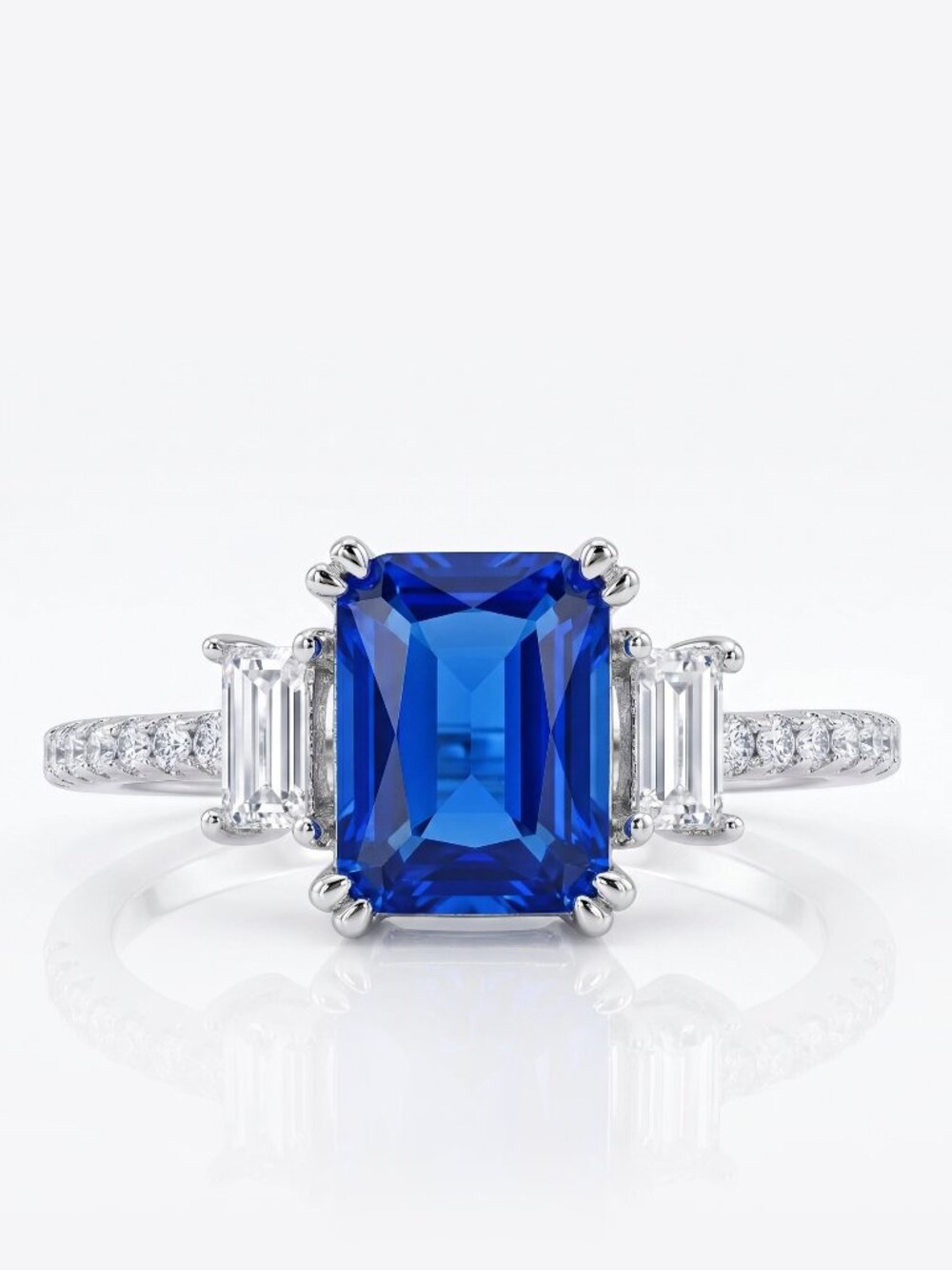 Royal Blue Sapphire Gemstone ring, 925 Sterling Silver Charmed Aroma